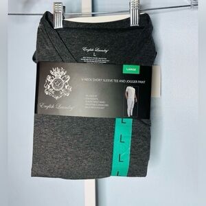 English Laundry NWT 2 piece set v neck tee and jogger pants men’s gray Large